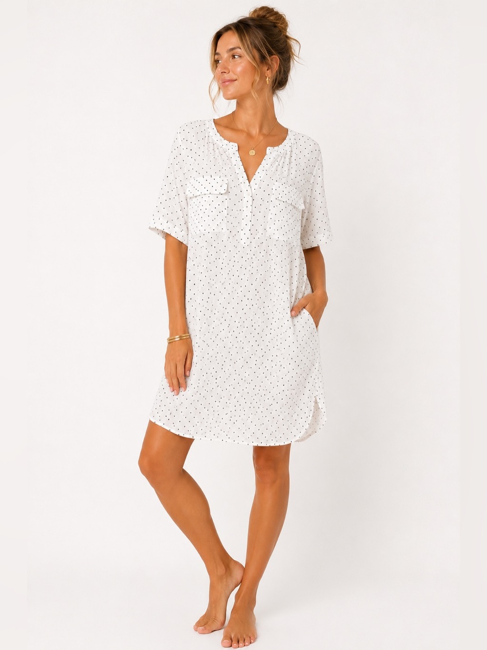 H&M White Polka Dot Dress